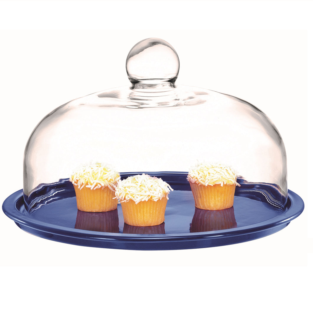Chasseur Blue Cake Platter & Glass Dome