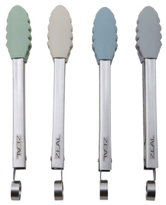 Zeal Classic Silicone Tongs - Sage Green, Duck Egg Blue, French Grey & Cream