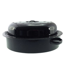 Load image into Gallery viewer, Falcon Enamel Roaster Oval Black with White Speckle 30cm

