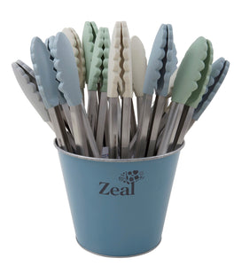 Zeal Classic Mini Silicone Tongs - Sage Green, Duck Egg Blue, French Grey & Cream