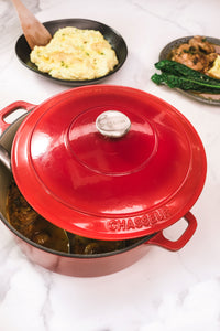 Chasseur Red Round Cast Iron French Oven 28cm / 6.1 litre Federation Red